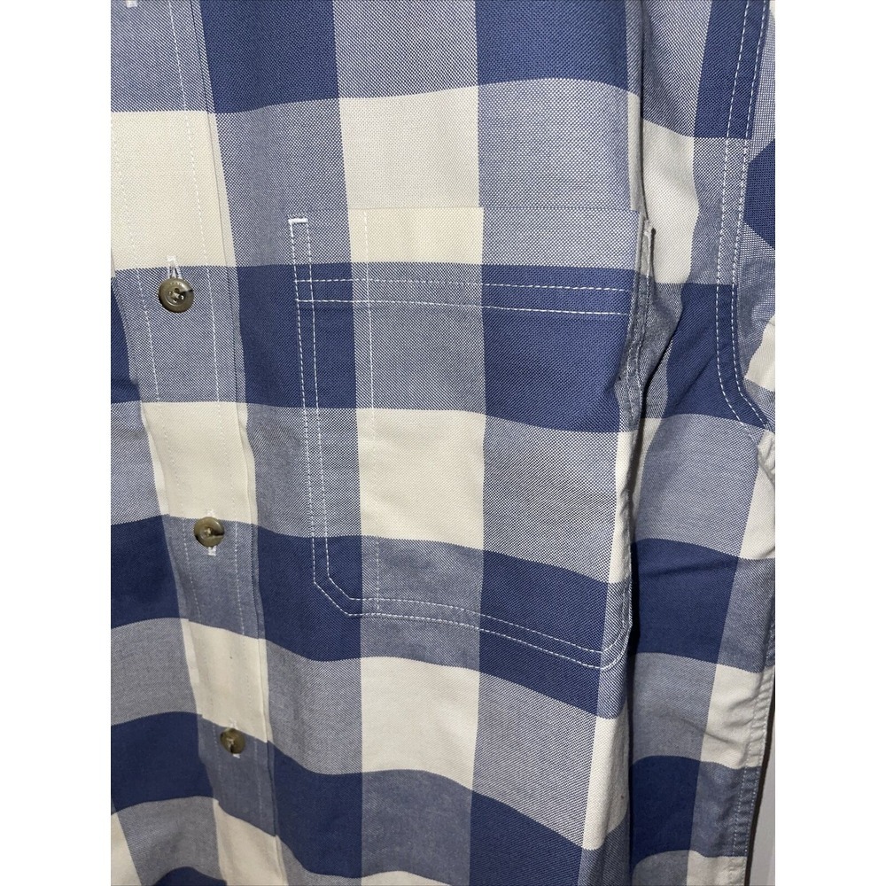 LL Bean Men's Traditional Fit Shirt Long Sleeve Blue White Plaid Button Down - Picture 8 of 12
